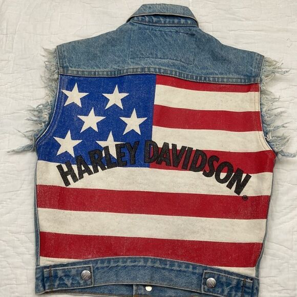 Harley-Davidson Greater Kansas City Patch Jean Vest size Small - Picture 4 of 8